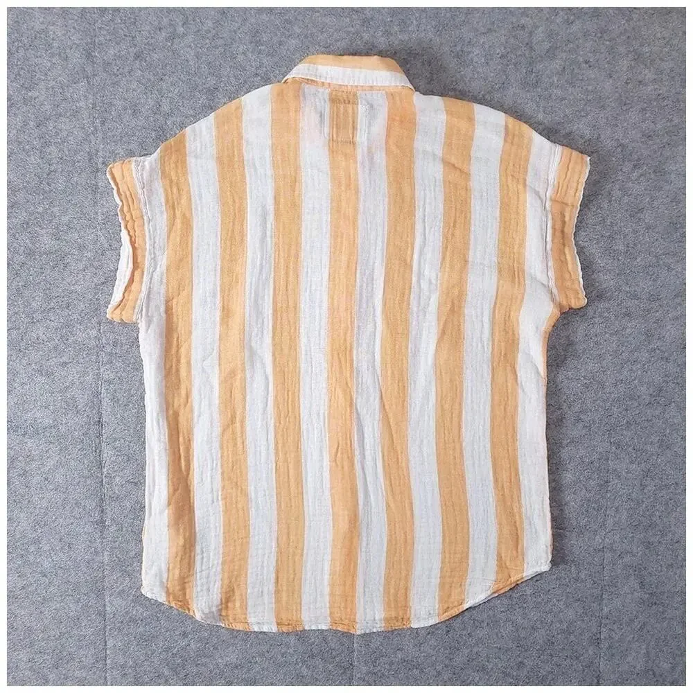 Rails Jamie Orange Ortona Stripe Top Womens Small Short Sleeve Organic Cotton